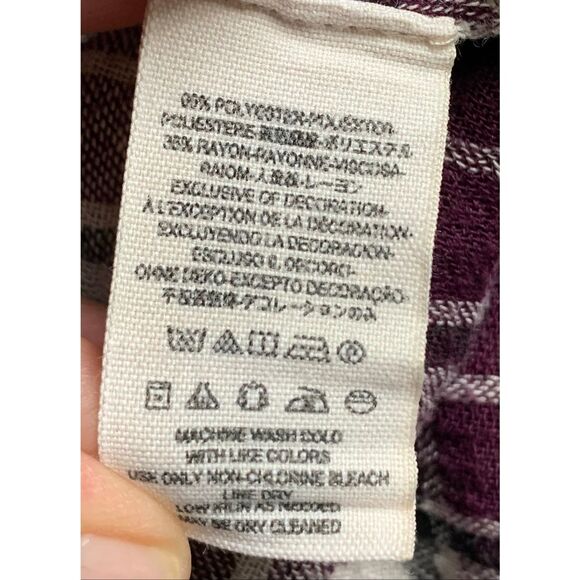 Free People Campfire PLAID flannel BOHO BLOUSE SHIRT TOP sz XS - Picture 9 of 9